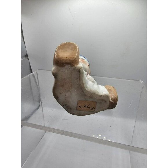 Vintage Porcelain Ceramic Big Eyed Boy Looking Surprised Pin Cushion Needle Hold - Picture 9 of 9